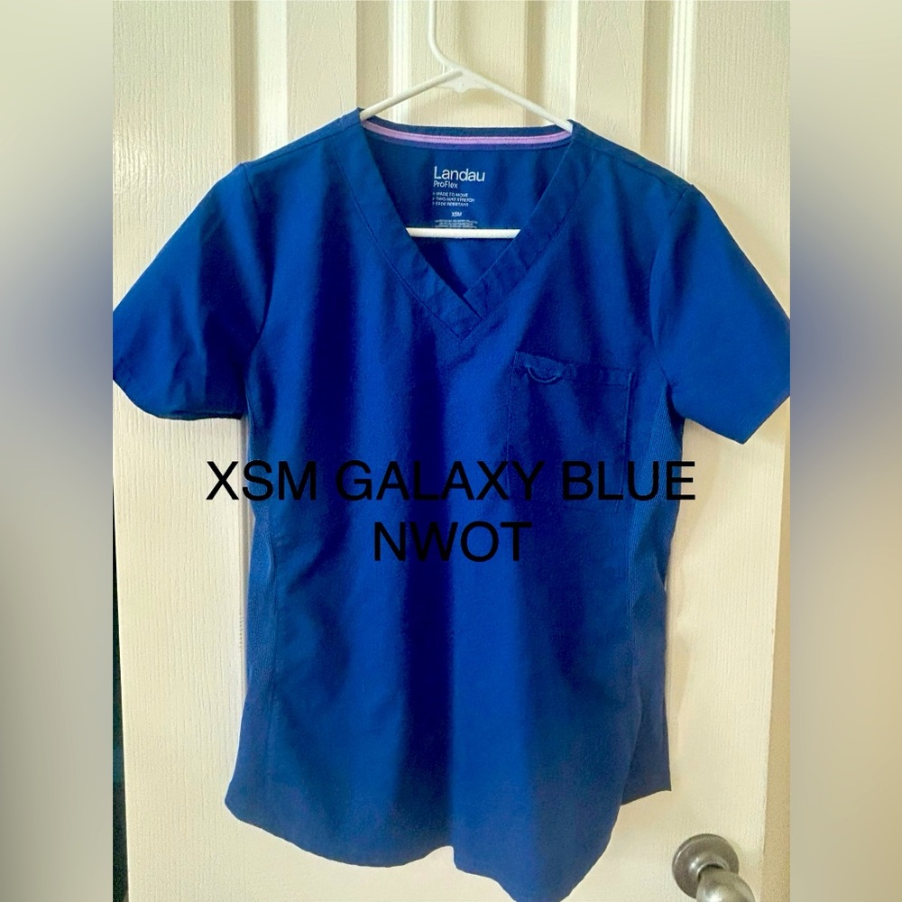 Landau ProFlex Galaxy Blue V-Neck Scrub Top
